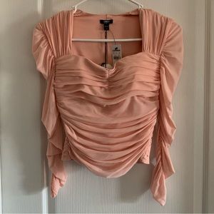 Women’s XS EXPRESS Body Contour Light Pink Mesh Padded Cropped Top NWT